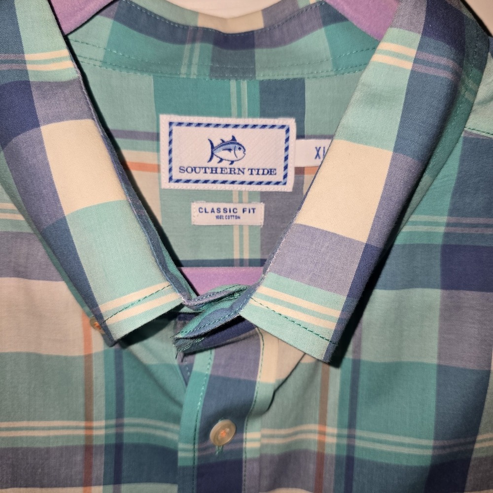 Southern Tide Mens XL Long Sleeve Green‎ Plaid Button Down Shirt  Classic Fit